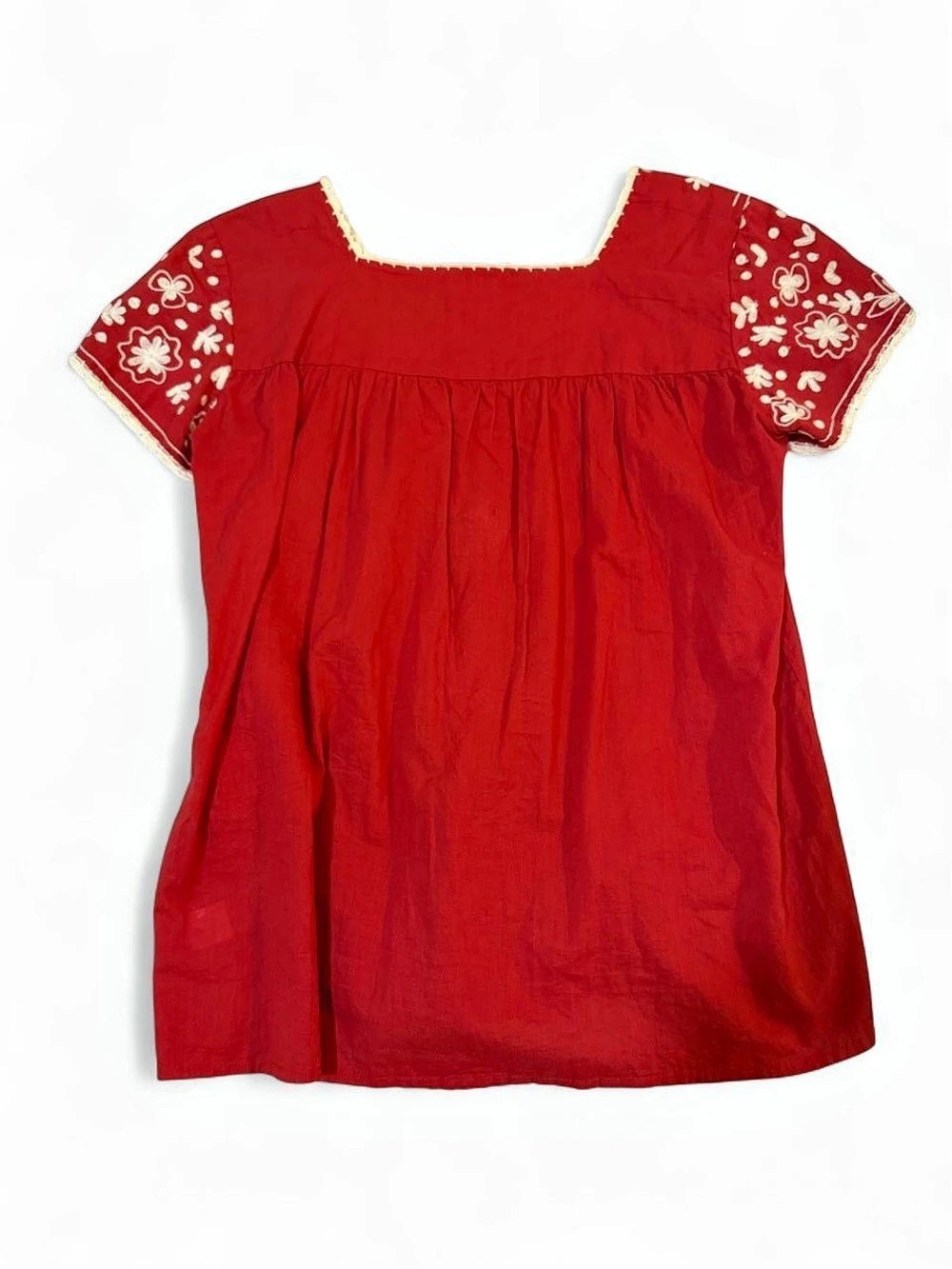 Roller Rabbit Floral Embroidered Top Red Small - Picture 2 of 4